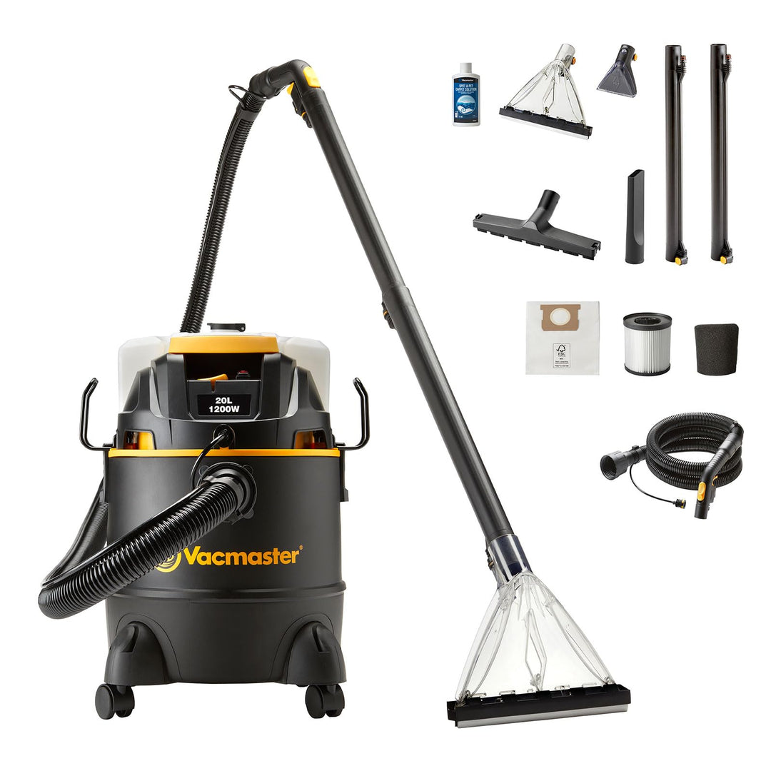 Vacmaster 3-in-1 Waschsauger Nass-Trockensauger & Teppichreinigungsmaschine mit Dual-Tank | Sprühex-