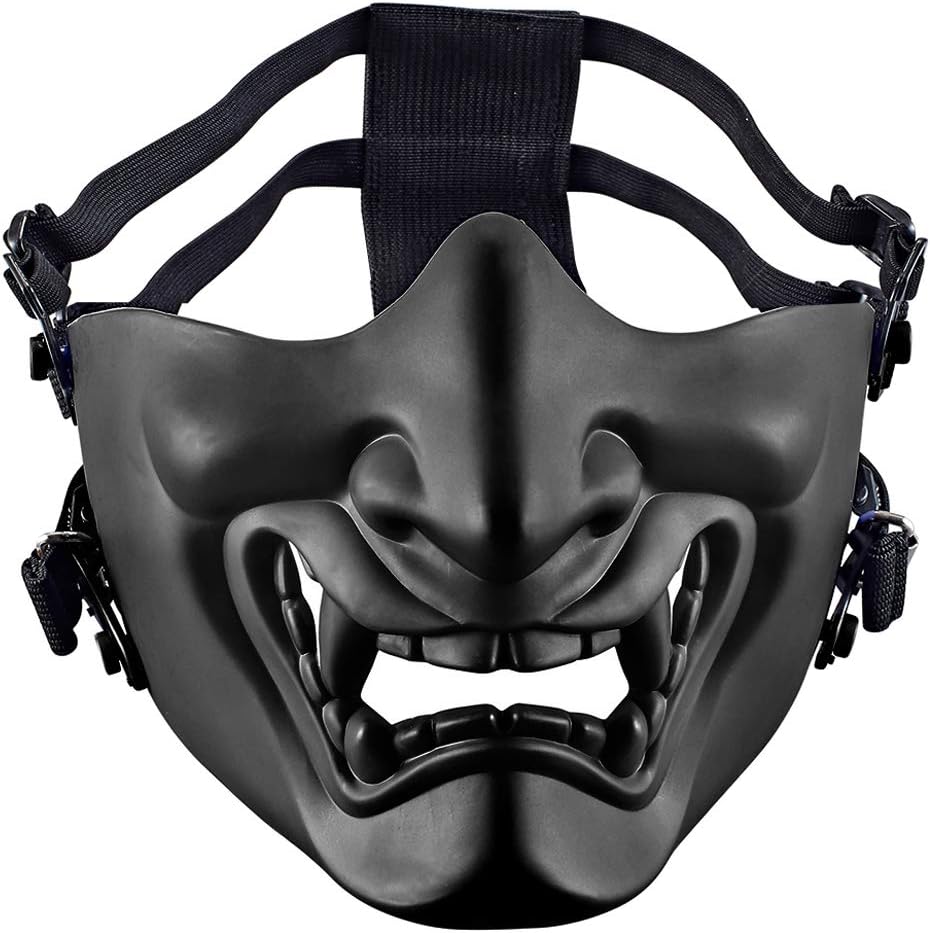 AOUTACC Airsoft Half Face Masks, Evil Demon Monster Kabuki Samurai Hannya Oni Half Face Protective M