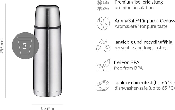 alfi ISOTHERM PERFECT DV 750 ml, Isolierflasche aus Edelstahl mit Trinkbecher, absolut dicht mit Dre