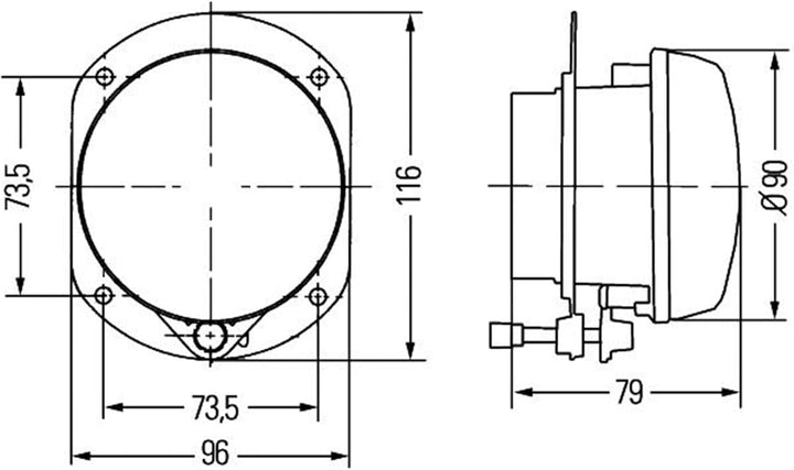 HELLA - Halogen/FF-Nebelscheinwerfer - 12V - rund - Einbau - glasklare Streuscheibe - Lichtscheibenf