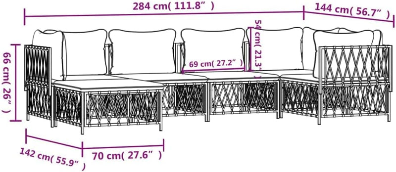 Festnight Lounge Gartenmöbel Set Aluminium 6-TLG. Lounge Set Aluminium Gartenmöbel Set Gartenlounge