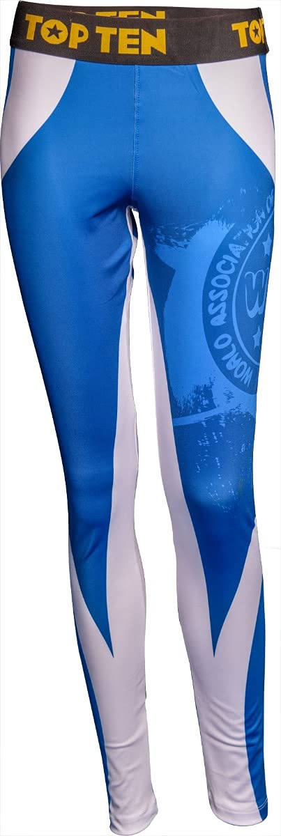 TOP TEN Leggings, Kompressionshose „WAKO Stretch“ L Blau - Weiss, L Blau - Weiss