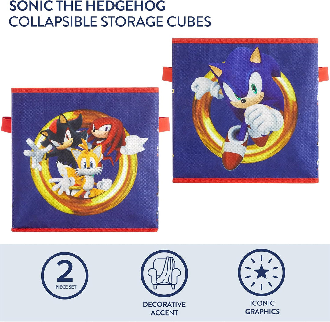 Idea Nuova Sonic the Hedgehog Aufbewahrungswürfel mit Griffen, 25,4 x 25,4 x 25,4 cm, 2 Stück, Sonic