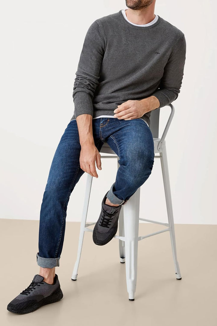 s.Oliver Herren Pullover mit Logo-Stickerei L 1 X Anthrazit, L 1 X Anthrazit