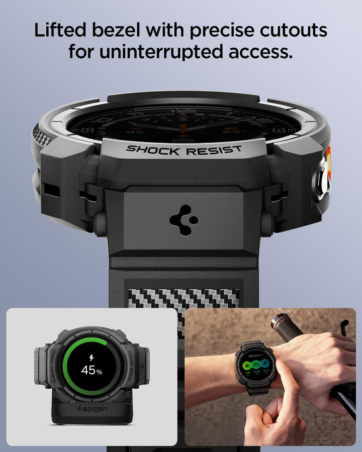 Spigen Rugged Armor Pro Hülle mit Band für Samsung Galaxy Watch Ultra 2 | TPU-Unibody-Hülle mit Armb