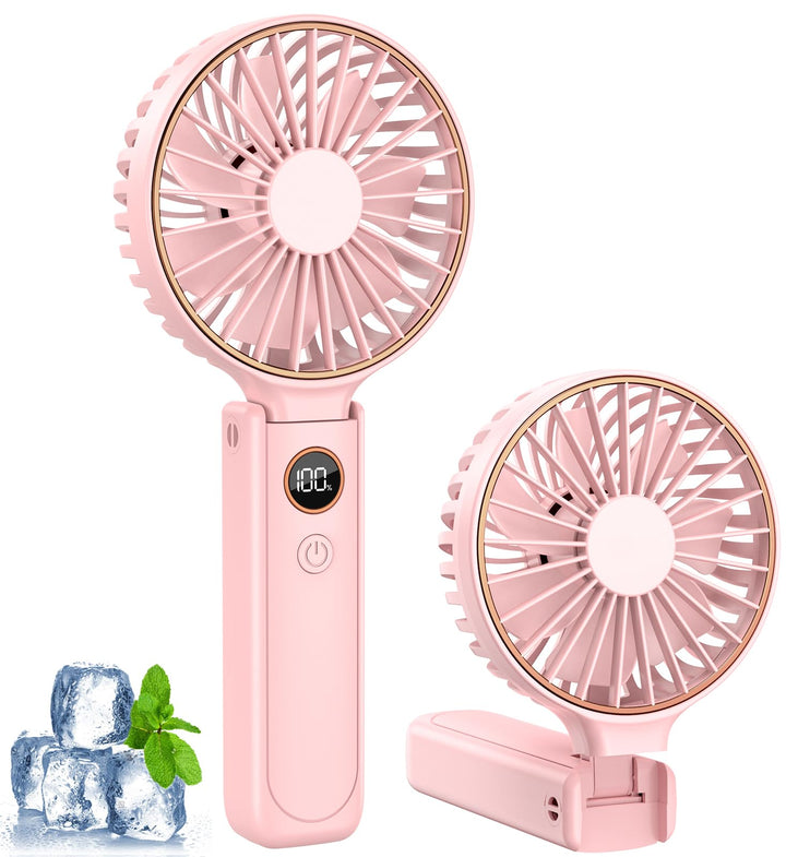 Rintea Handventilator, Tragbarer Mini Ventilator mit 6 Geschwindigkeiten, Faltbarer USB Ventilator,