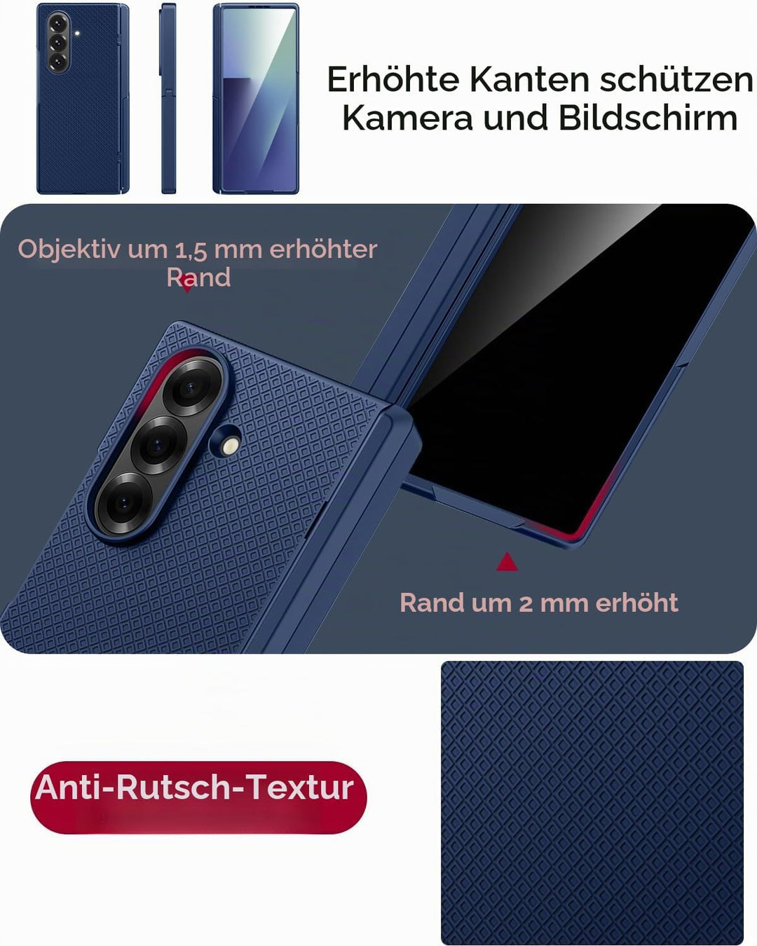 Miimall Kompatibel mit Samsung Galaxy Z Fold 7 Hülle mit Displayschutz Privacy, Hart PC rutschfest K