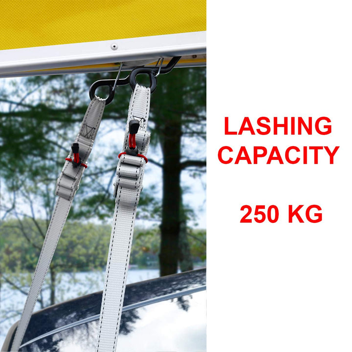 Master Lock 3062EURDAT Spanngurt mit S-Haken und Ratsche, Grau, 1,80 m x 25 mm Gurt, 4-er Set Pack 4