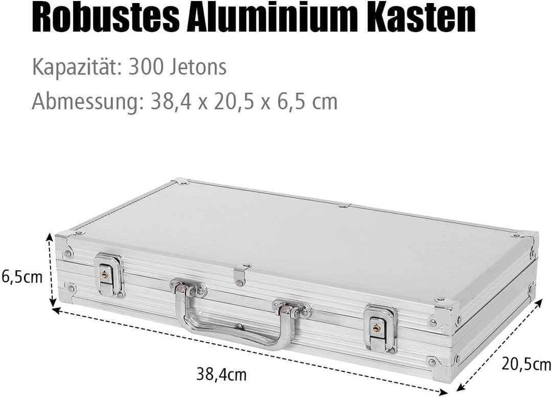 RELAX4LIFE Pokerset Pokerkoffer mit 300 Poker Chips, 2 Kartendecks, Händler & 5 Würfel, Kartenspiel