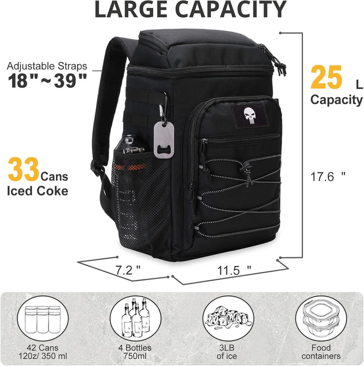 Taktischer Kühlrucksack – 25L Isolierter Rucksack, Auslaufsicher & Robust – Grosser Lunch-Rucksack,
