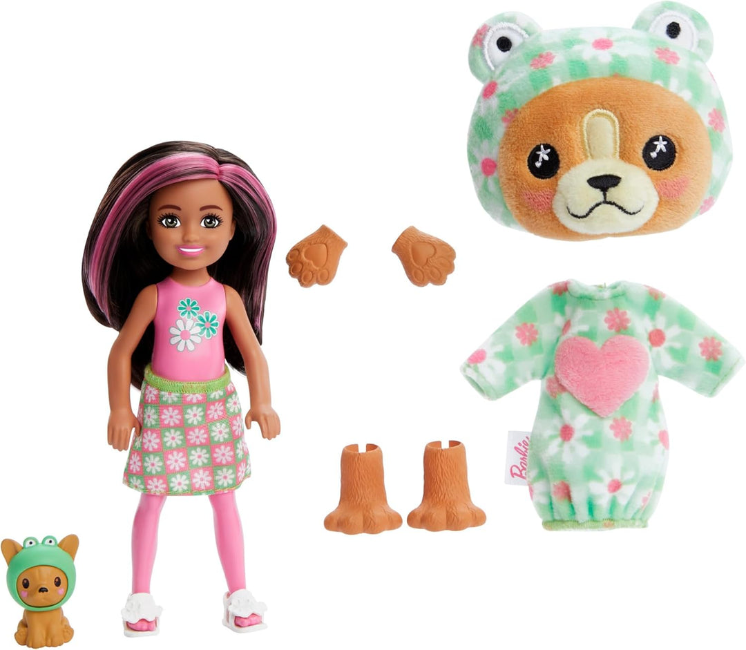 BARBIE Cutie Reveal Puppe - 6 Überraschungen in einer Verpackung, Plüschtierfreunde, Outfits und Far