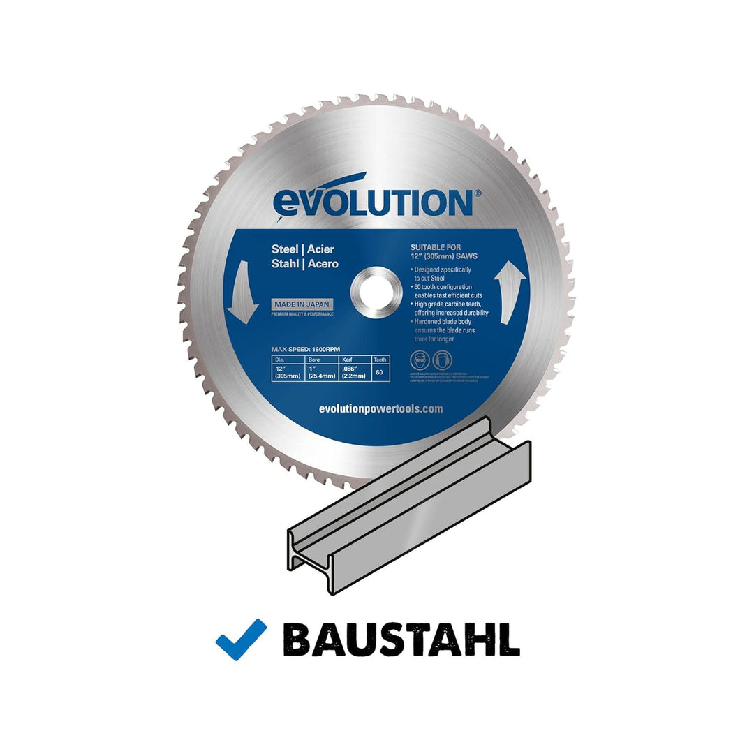 Evolution M305TCT-60CS - 305 mm Sägeblatt zum Sägen von Baustahl - Metall-Sägeblatt mit 60 Zähnen un