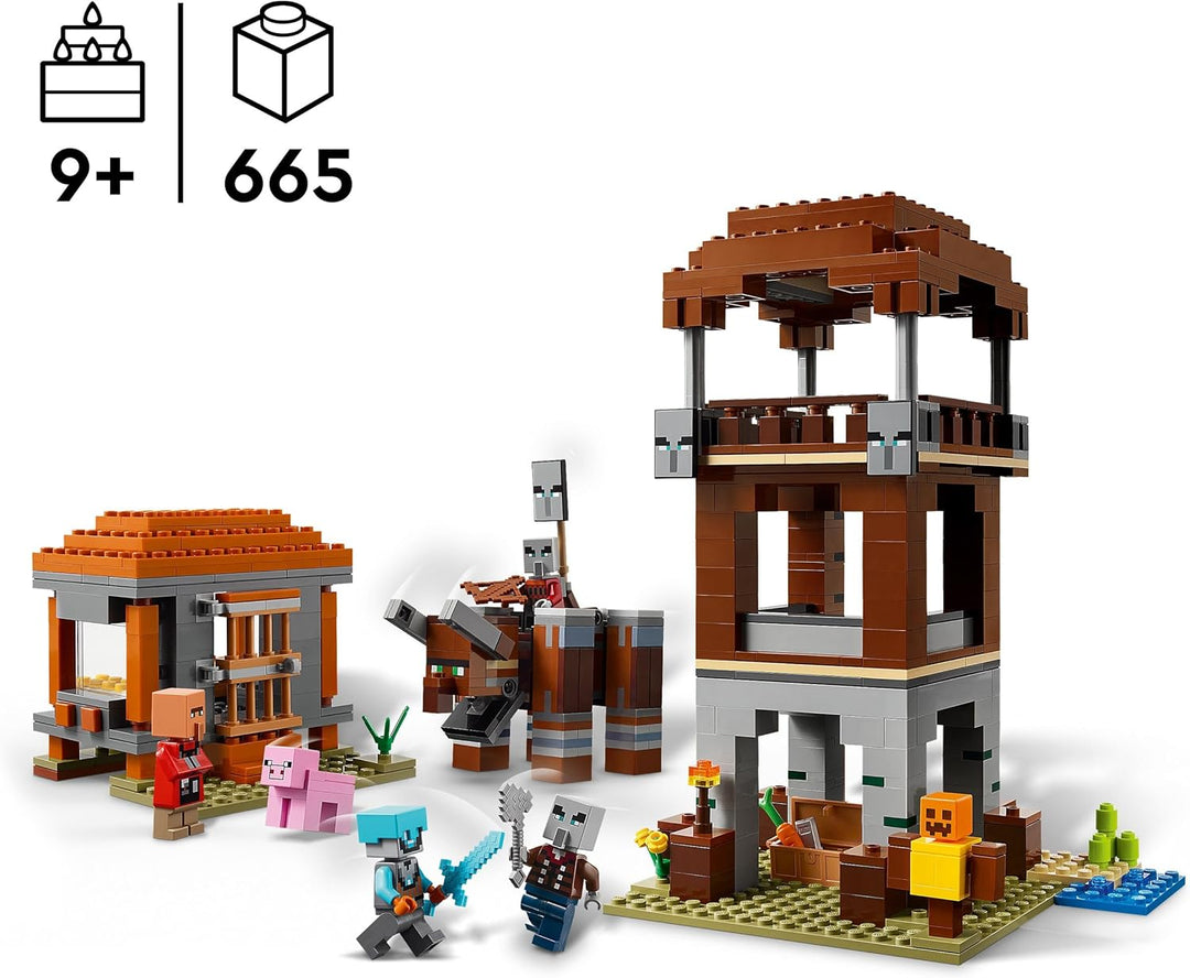 LEGO Minecraft EIN Verwüster am Plünderer-Aussenposten - Gaming Spielzeug für Kinder - Minifigur mit