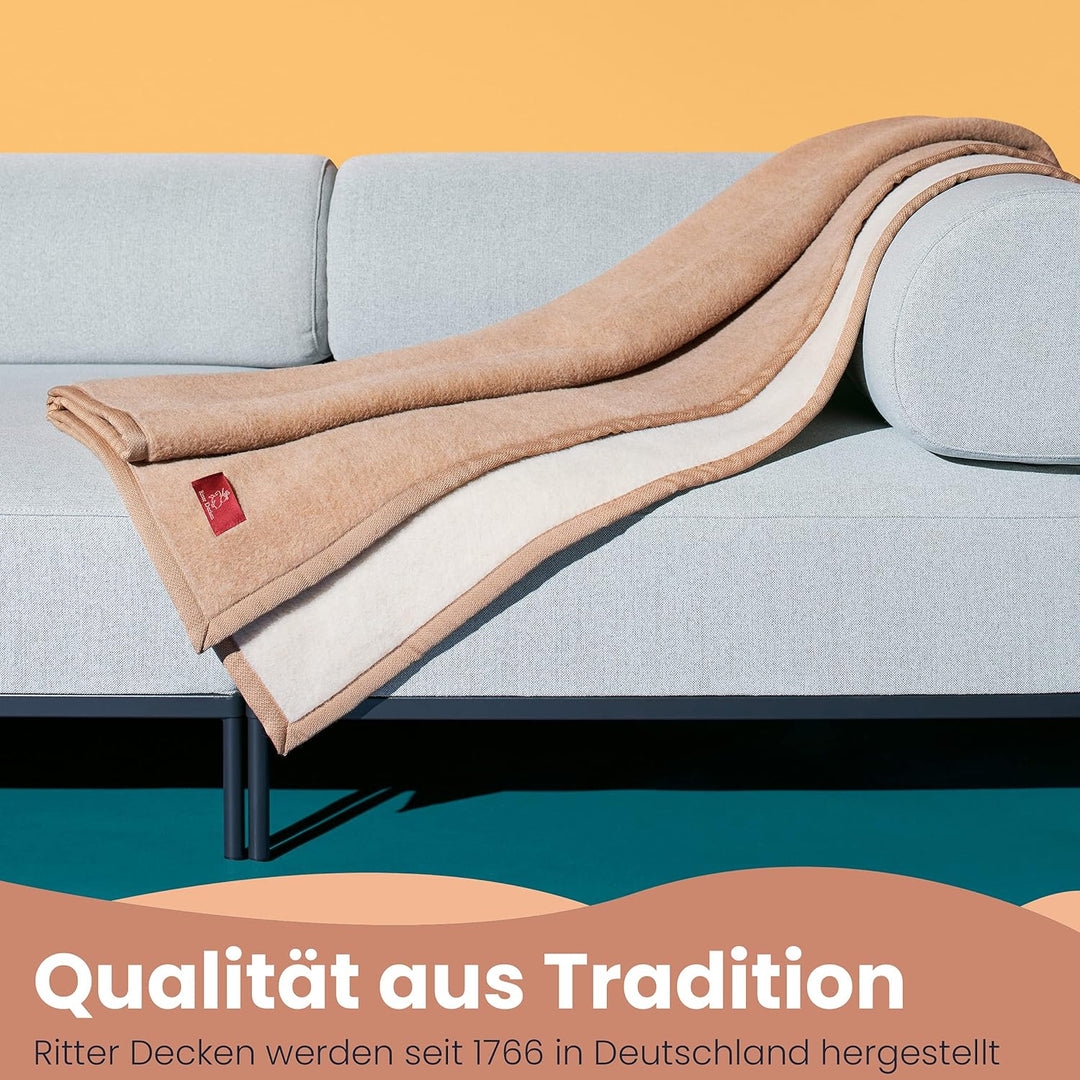 Ritter Decken Alpaka Decke weich Lima Star 150x220 cm Creme/Kamel 100% feinstes Alpaka (ungefärbt) a
