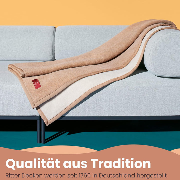 Ritter Decken Alpaka Decke weich Lima Star 150x220 cm Creme/Kamel 100% feinstes Alpaka (ungefärbt) a