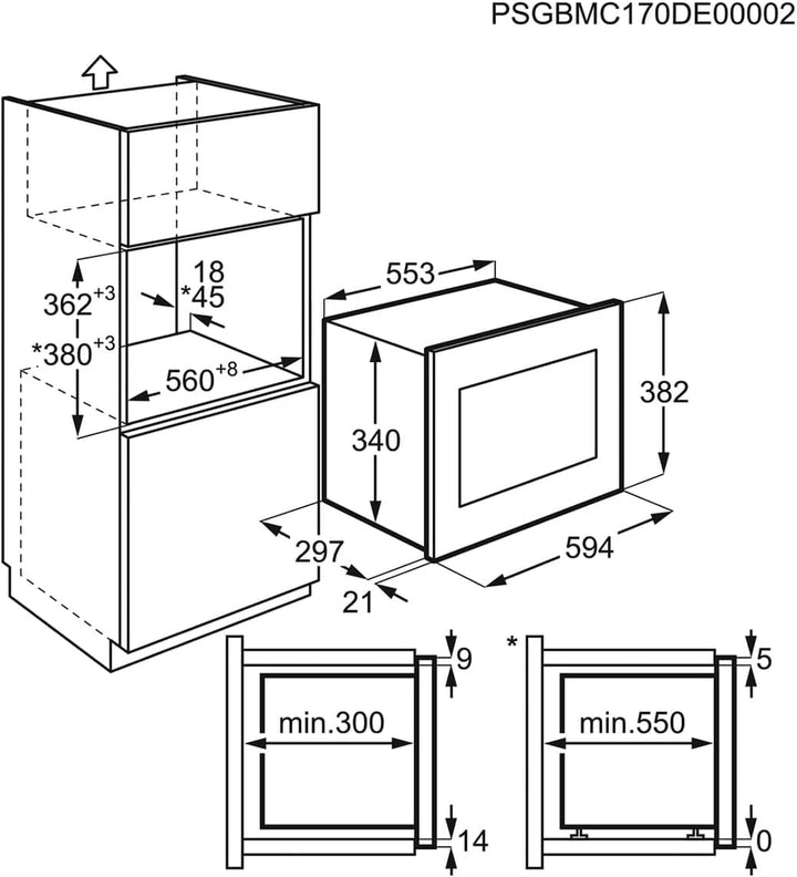 AEG MBK2051-M Einbau-Mikrowelle mit Grill Schwarz