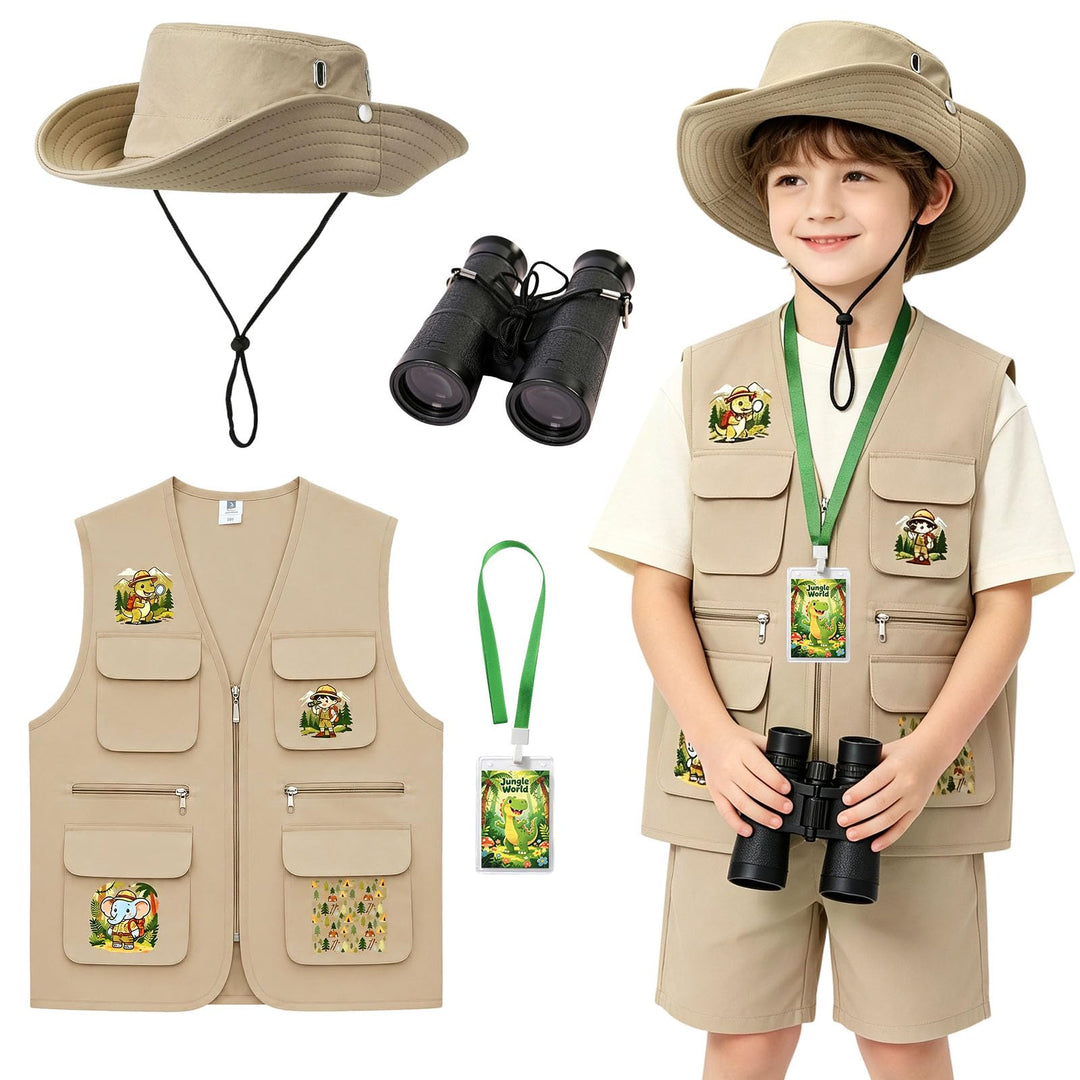 4 Pcs Forscherset für Kinder ab 4 Exploration Spielzeug Safari Kostüm