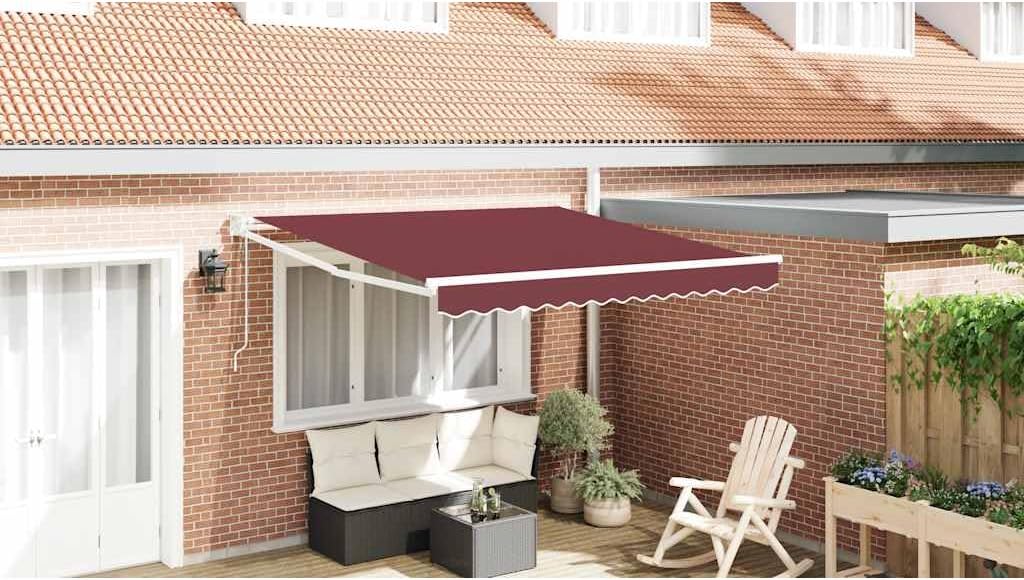 vidaXL Markise Automatisch Weinrot 300x250 cm 300 x 250 cm Burgunder und Weiss, 300 x 250 cm Burgund