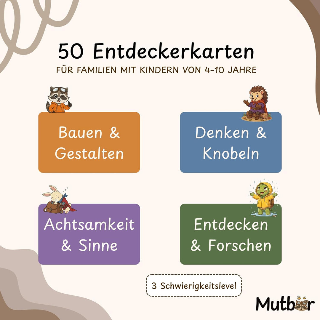 Entdeckerkarten Kinder – 50 Outdoor Suchspiel Karten Natur Entdecken – Ostergeschenk | Lernspiel & S