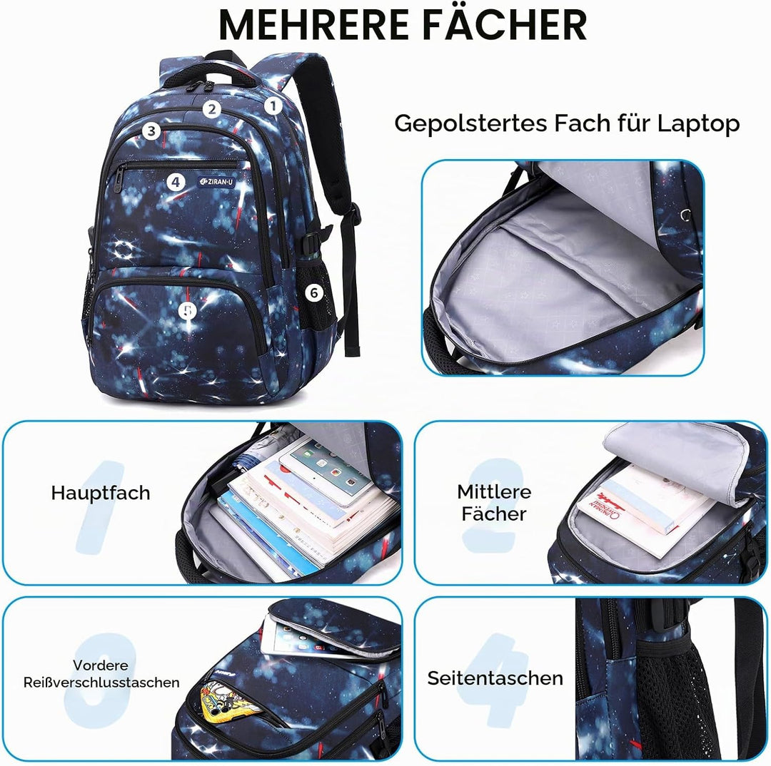 Amythe Schulrucksack Jungen Rucksack Teenager, Lässig Kinderrucksack Daypack Wasserdicht Gross Nylon