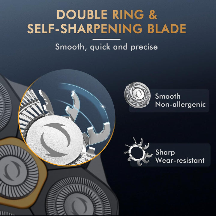 Glatzen Rasierer Herren Elektrisch, Kibiy Kopfrasierer mit Magnetischen 6 Scherköpfen, IPX7 Wasserdi