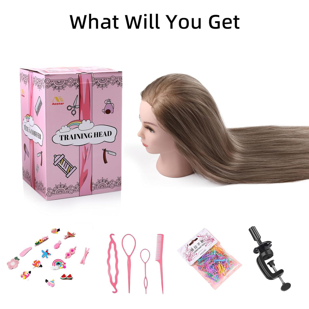 Frisierkopf Friseur Echthaar 26 Zoll Übungskopf Friseurkopf Trainingsköpfe Mit Halter + DIY Haare Se