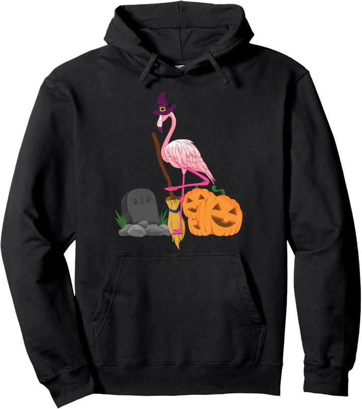 Flamingo-Hexenreitbesen - lustiger Kürbis Pullover Hoodie