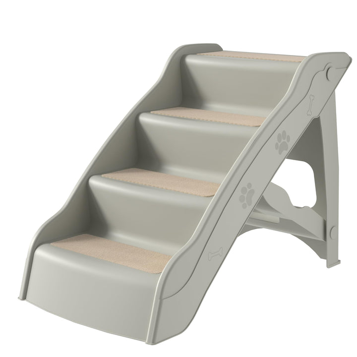 Aufun Hundetreppe 4 Stufen Faltbare Haustiertreppe mit Rutschfester Matte, 50 cm hohe Katzentreppe,H