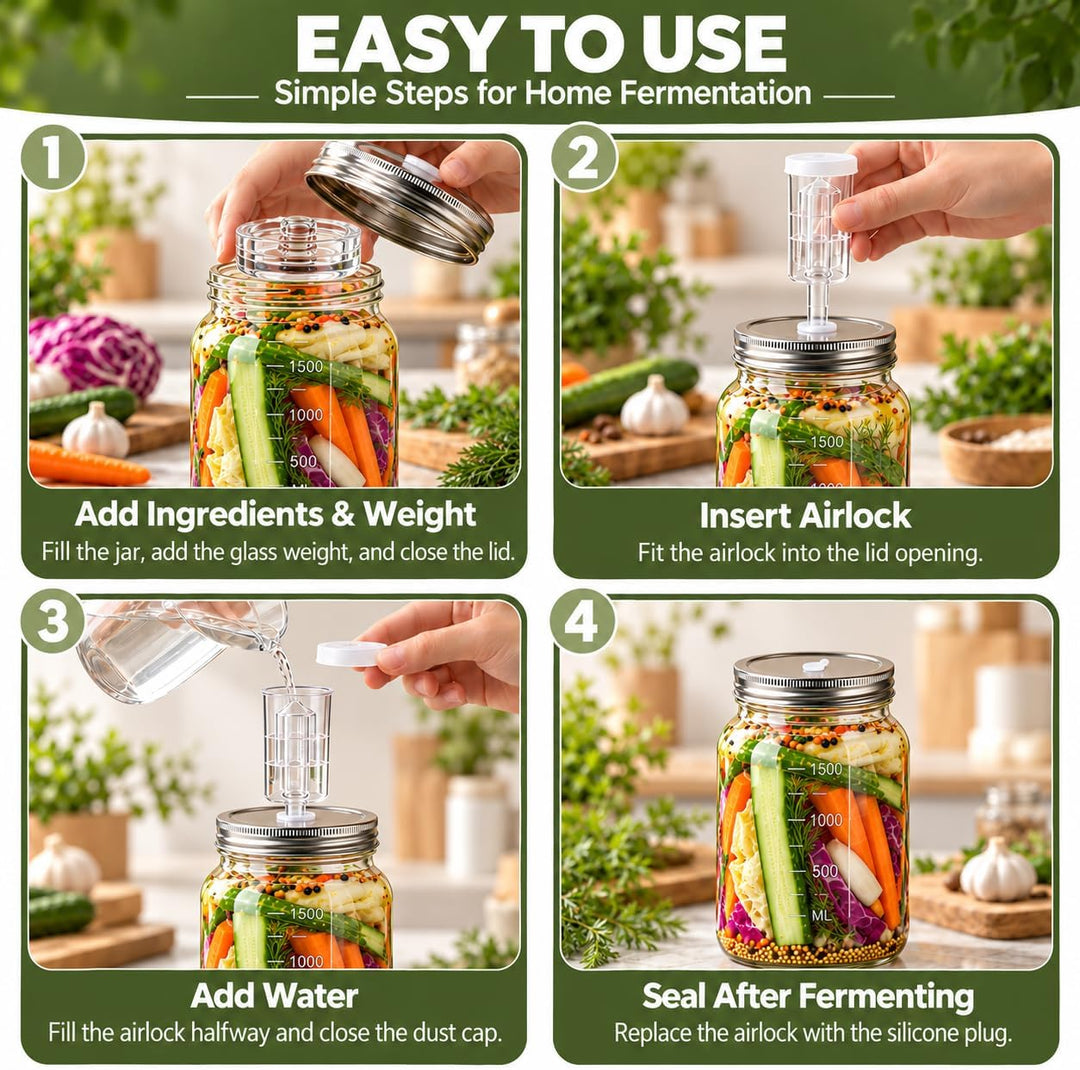 2er 2L Fermentierglas mit Gewicht &amp; Etiketten, Fermentiergläser für Kimchi