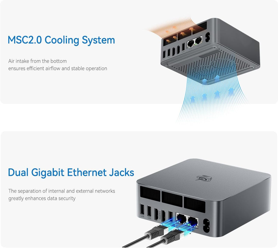 Beelink EQi12 Mini PC, Intel Core i3 1220P (10C/12T, bis zu 4,4GHz), 16GB DDR4 RAM 500GB M.2 PCIe4.0