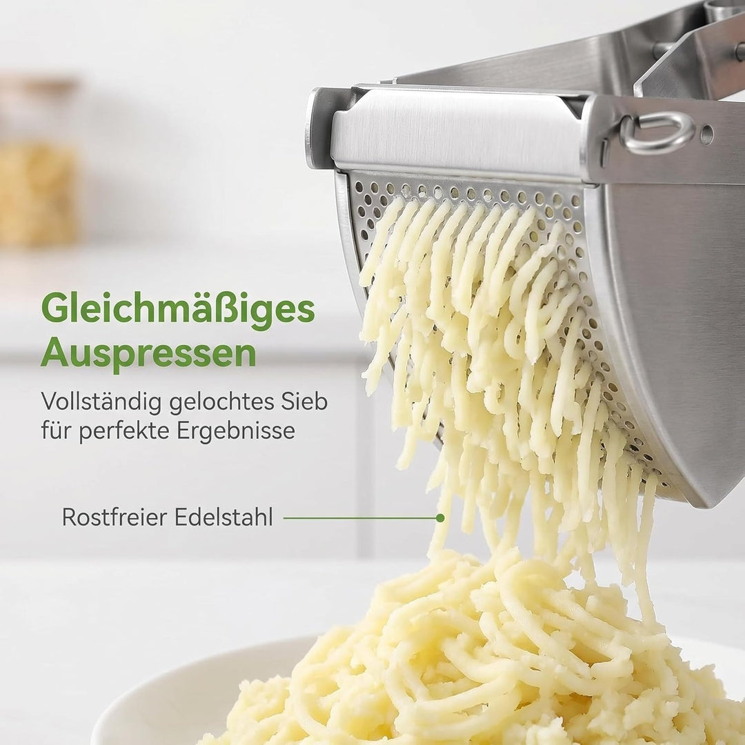 DULCE DOM Kartoffelpresse Edelstahl, Robustes Gemüse- & Obstpassiergerät für Cremiges Püree, Ergonom