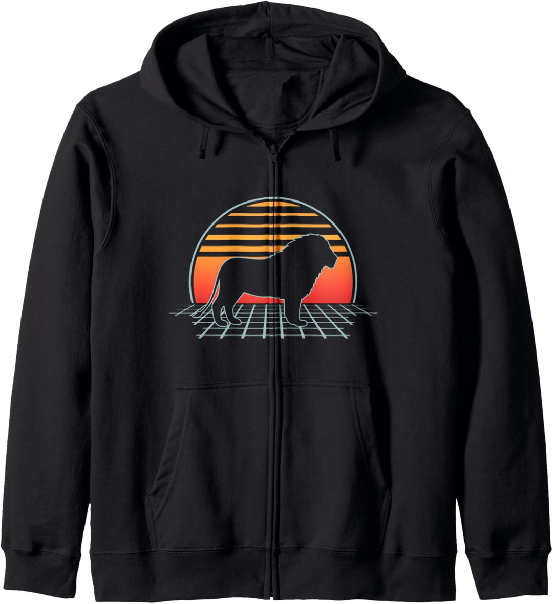 Lion Retro Vintage 80s Wild Life Animal Vaporwave Aesthetic Kapuzenjacke