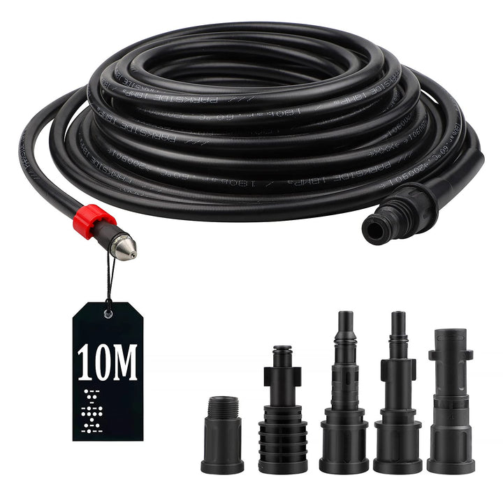 10M Rohrreinigungsschlauch 180bar 60°C Rohrreinigungsset inkl 5 Adapter für Kärcher/Lavor/Interpump/