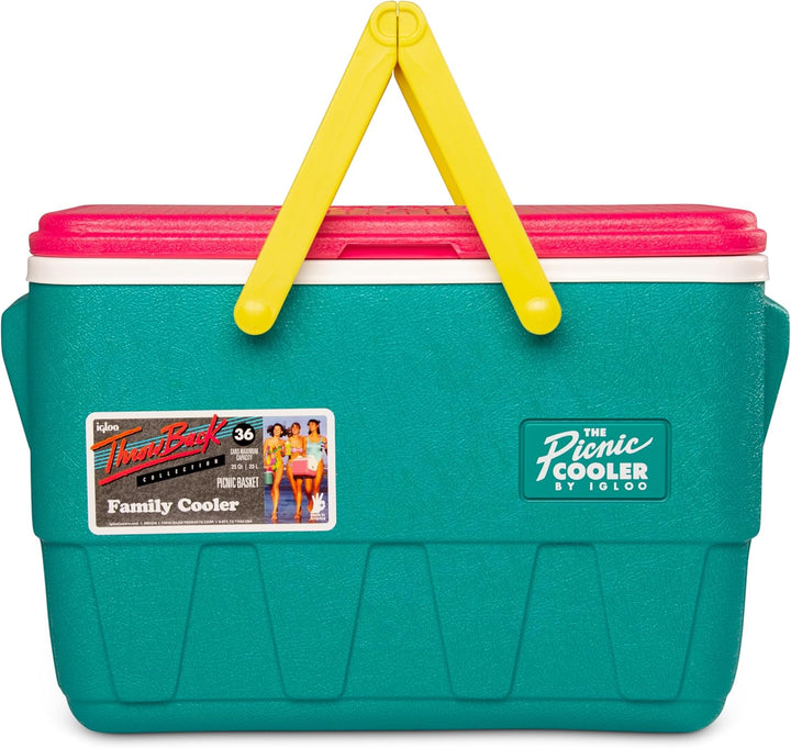Igloo Retro Picknick-Korb, 23 Liter, Passiv-Kühlbox im Design der 90er Jahre, für Freizeit, Shopping
