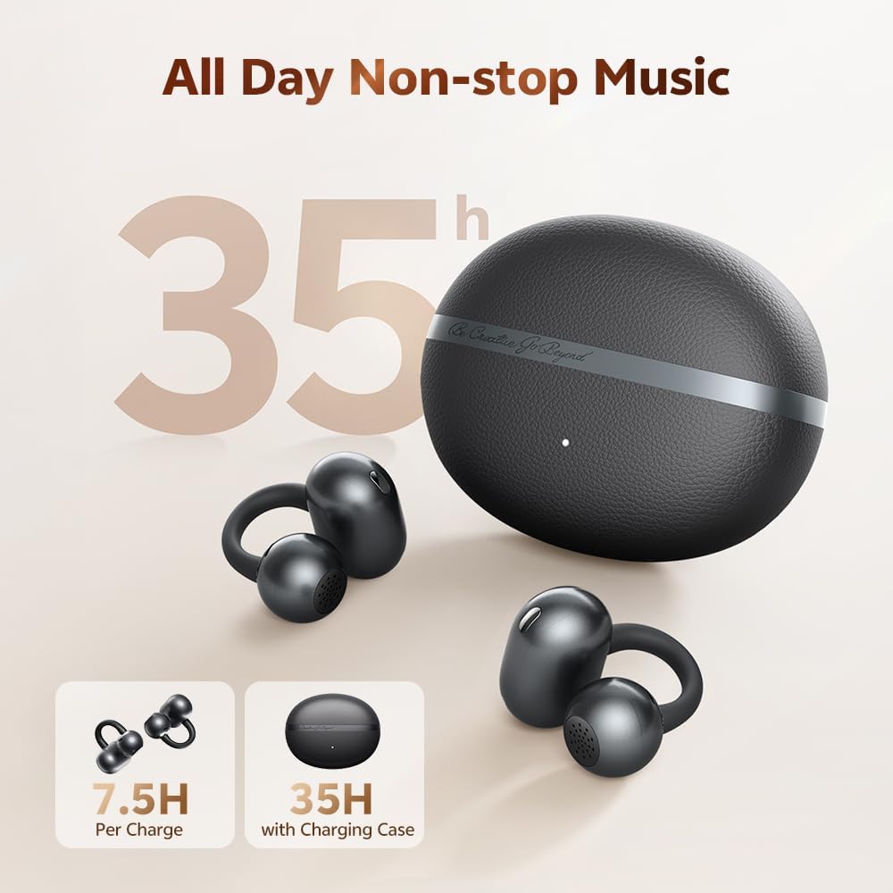 QCY Crossky C50 Open Ear Kopfhör,Clip on kopfhörer kabellos Bluetooth,Kraftvoller Bass,Geräuschunter