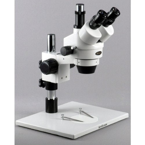 AmScope SM-1T Trinokulares Inspektionsmikroskop mit Extra Grossem Ständer, 7X-45X, Weiss