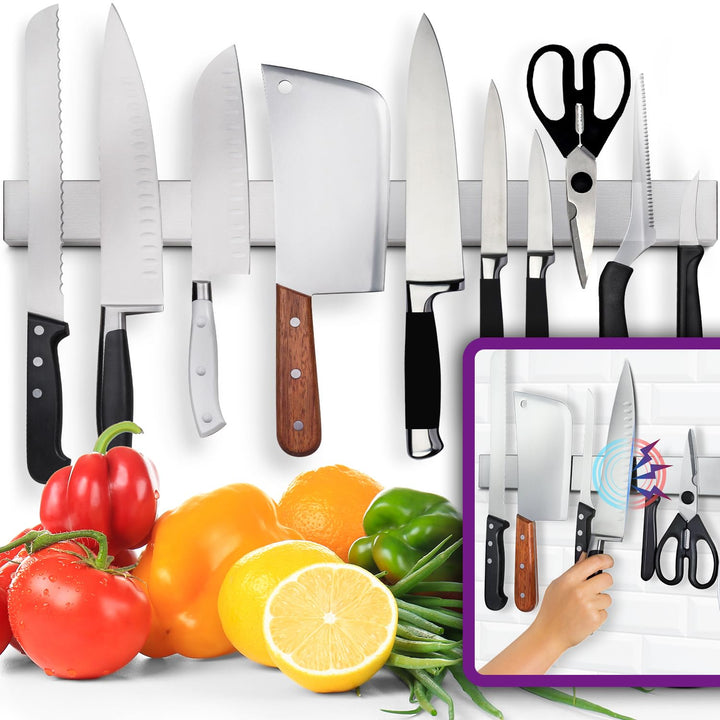 Premium 61cm Magnetleiste Messer für Wand (Grosse Grösse) - Extra Starker Messerhalter Magnetisch -