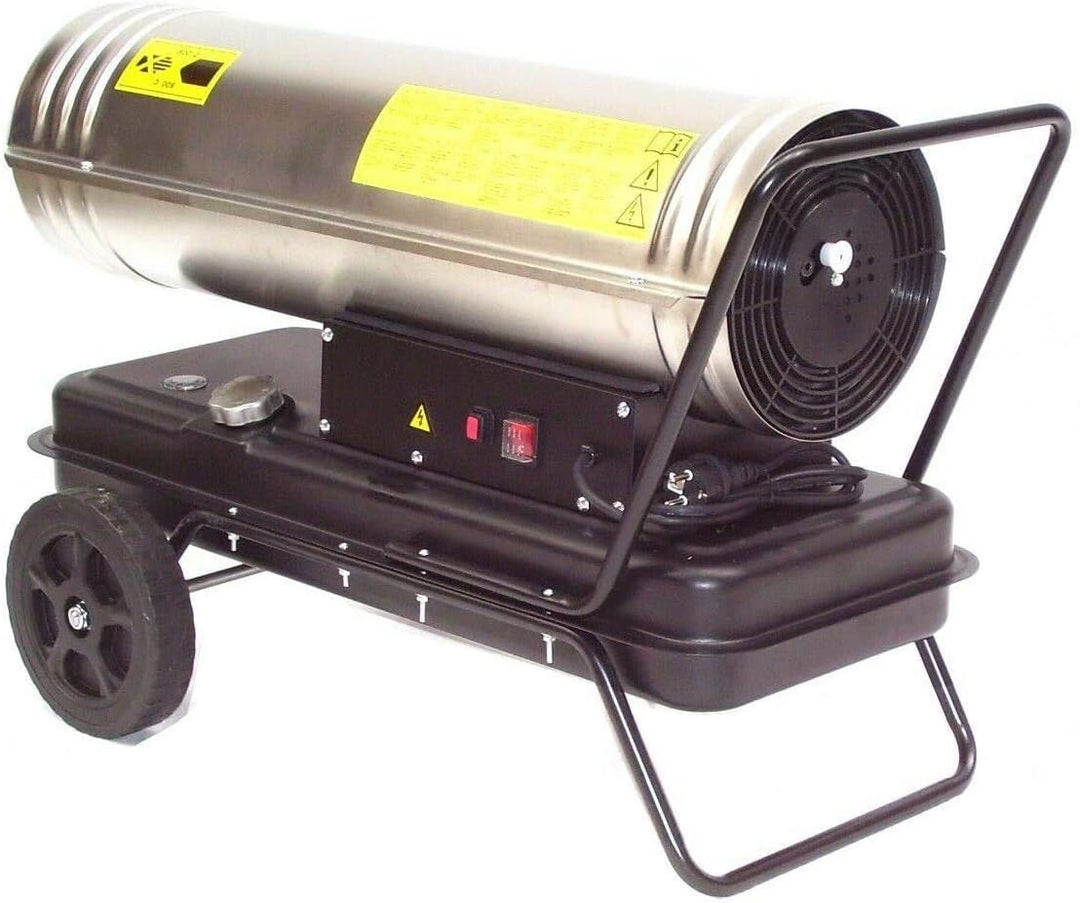 Edelstahl Heizkanone 55205 Bauheizer 30kW Diesel Heizung Ölheizgerät Bautrockner, Ölheizgebläse Über
