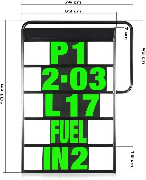ProRacer Motorrad Pitboard, Boxentafel, Infotafel, gross, Set 100x75 cm. neongrün