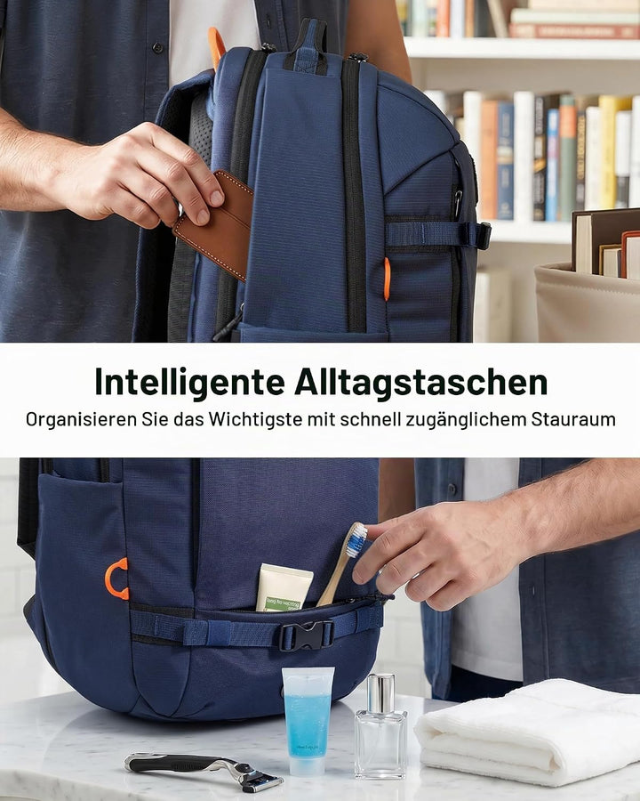 Tolaccea Reiserucksack 30L Damen Herren, Handgepäck Rucksack 16 Zoll Laptop | Nachhaltiges RPET. 180