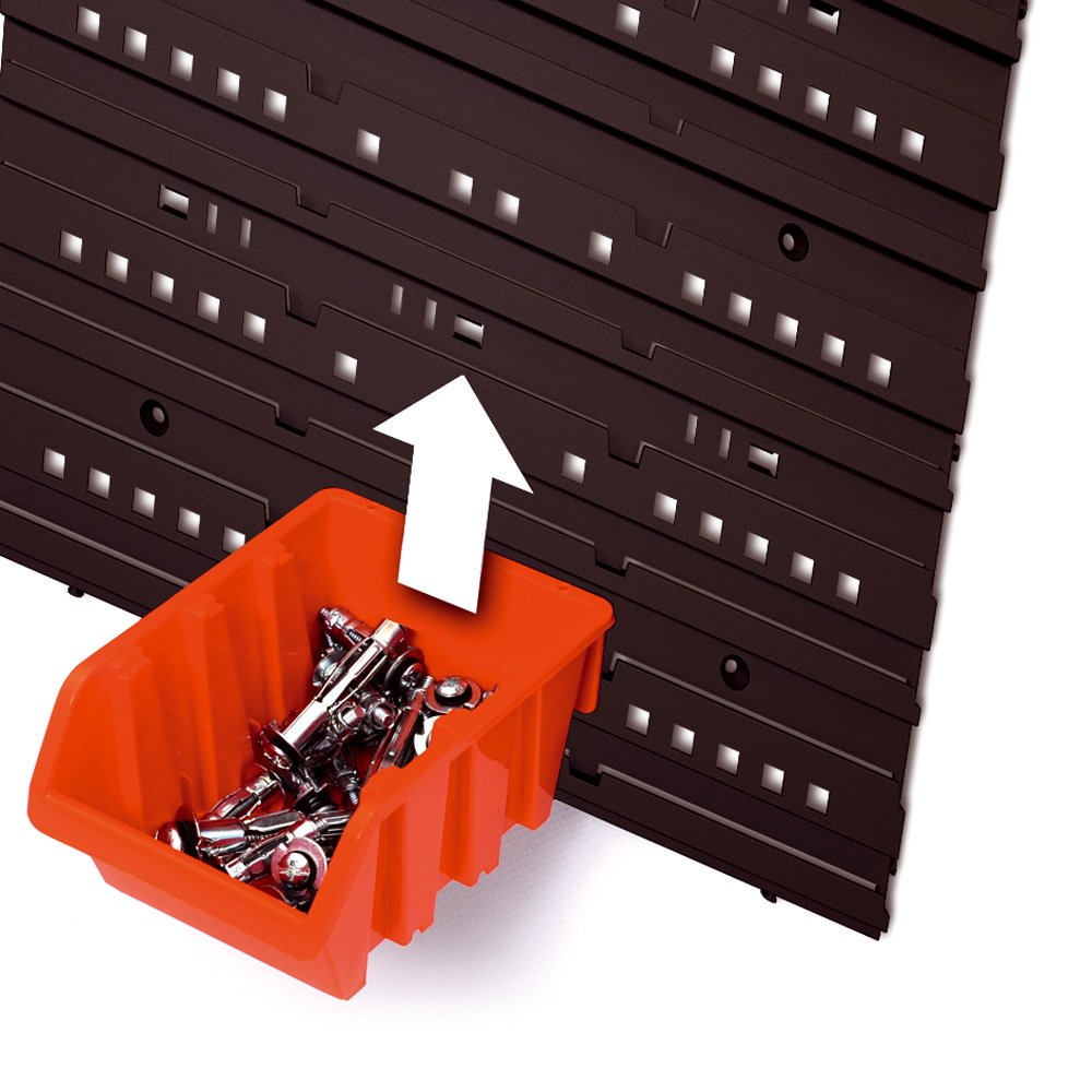 Wandregal mit 30 Sichtboxen mit 2 Wandplatten als Wandregal oder Stapelboxen lose stapeln