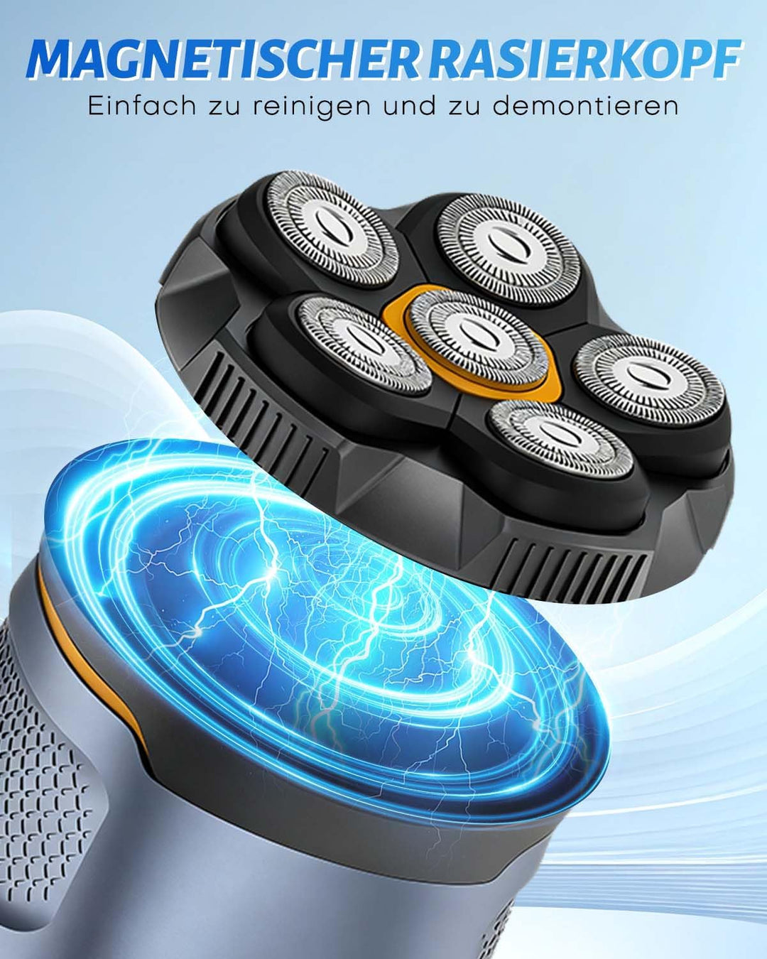 Glatzen Rasierer Herren, 2026 Verbessert Glatzenrasierer 6D mit Magnetischen Scherkopf, IPX7 Wasserd