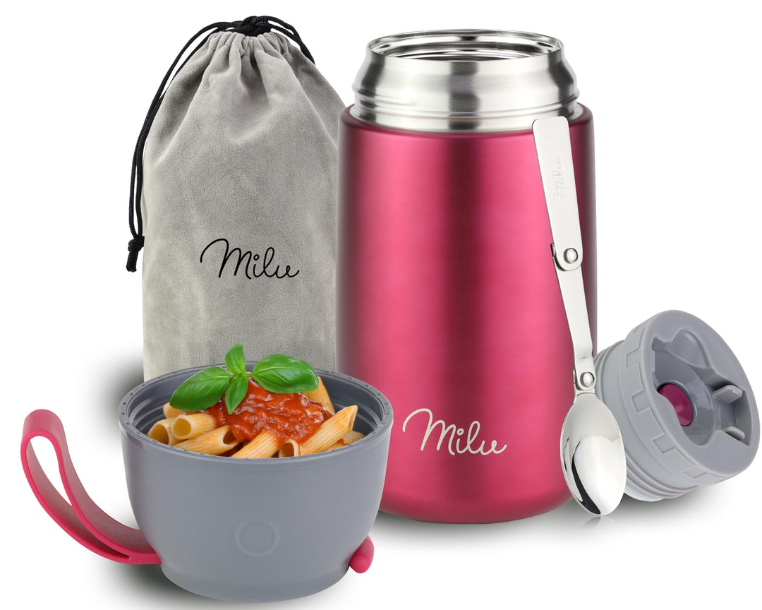 Milu® Thermobehälter 450, 650ml, 800ml | Edelstahl Warmhaltebehälter | Essensbehälter | Speisegefäss