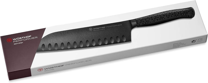WÜSTHOF Performer Santoku 17 cm, Schwarz,silber Santoku, 17 cm Klinge Single