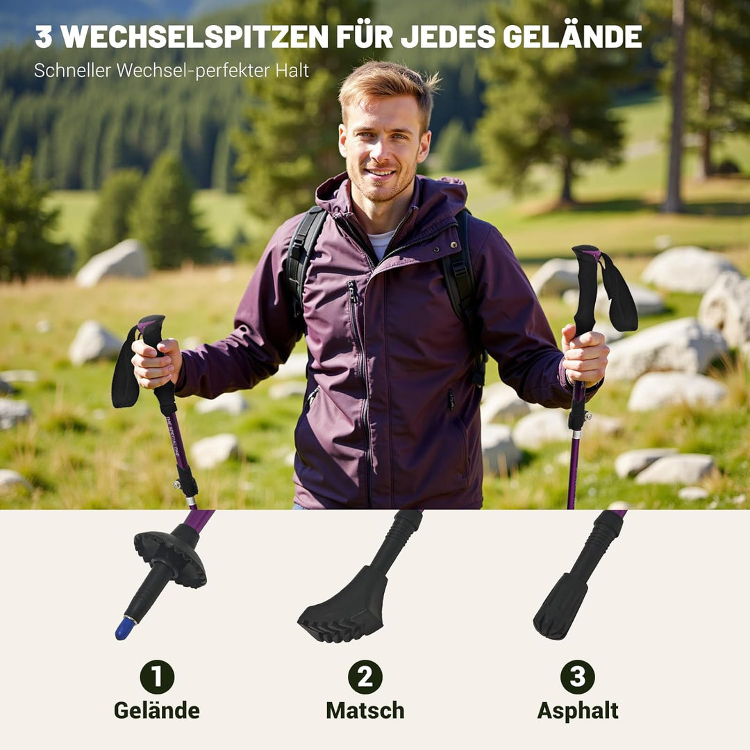 Nordic Walking Stöcke für Damen und Herren, 2PC wanderstöcke teleskop faltbar, Hochwertige Walking S