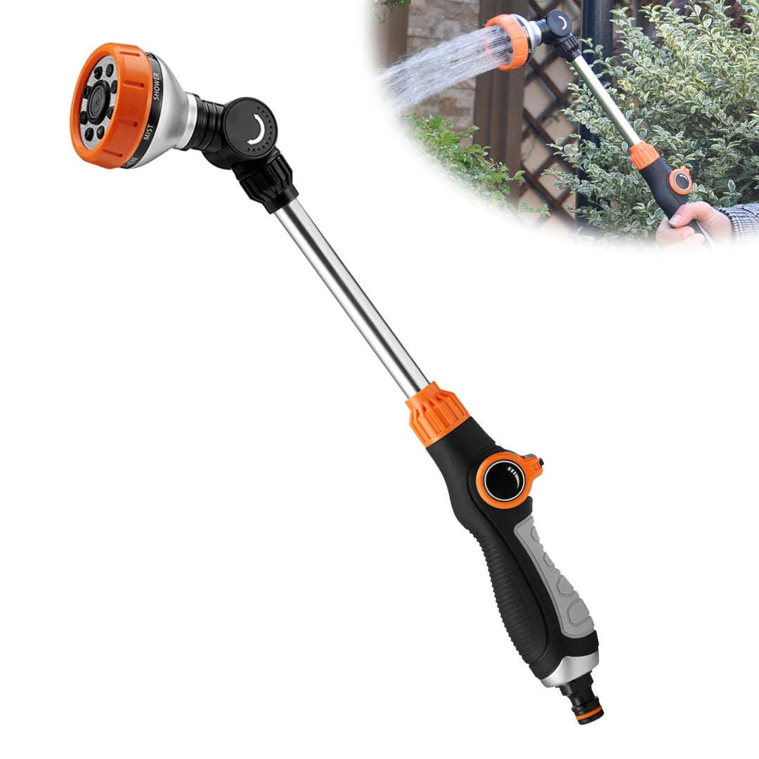 Giessstab 47CM Lang Handbrause Garten Brause mit 8 Sprühbilder Daumensteuerung Gartenschlauch Düse A
