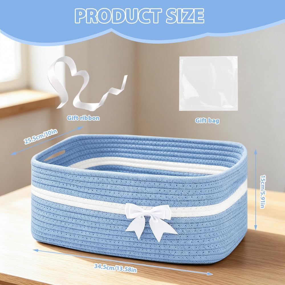 RNPKZ Geschenkkorb Leer Gross, 34x25x15 cm Aufbewahrungskorb mit Geschenktüten & Geschenkschleife, P