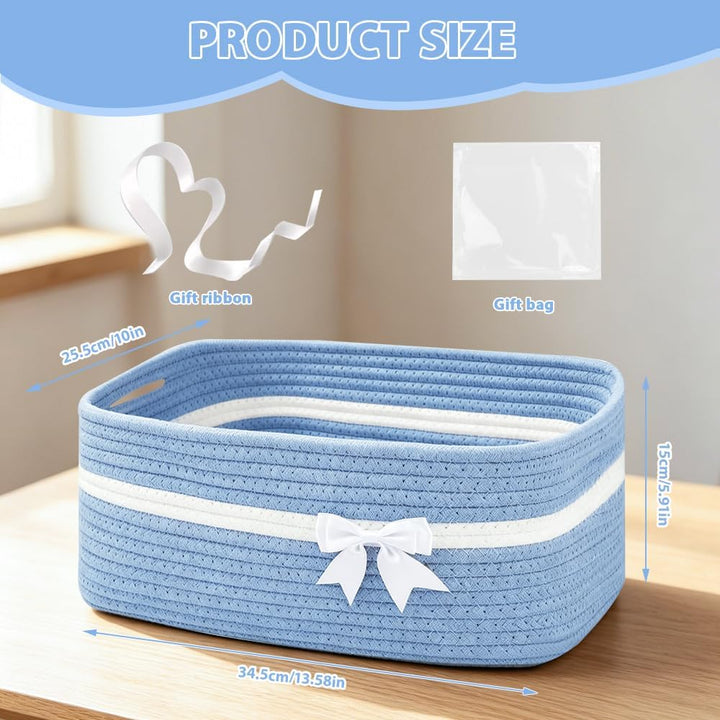 RNPKZ Geschenkkorb Leer Gross, 34x25x15 cm Aufbewahrungskorb mit Geschenktüten & Geschenkschleife, P