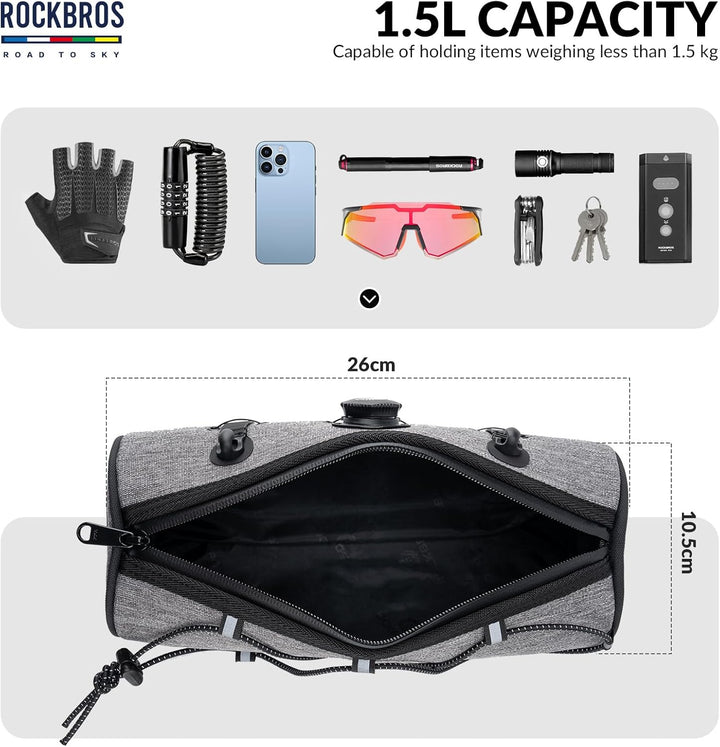 ROCKBROS Road to Sky Fahrrad Lenkertasche Fahrradtasche Lenker Vordertasche 1,5L Wasserabweisend Ref