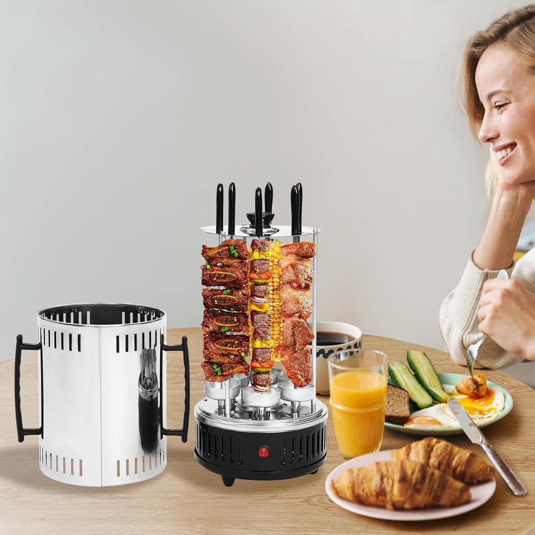 Vertikaler Elektrischer Grill, 1000W Elektrische Vertikaler Rotisserie-Grill Edelstahl Schaschlikgri